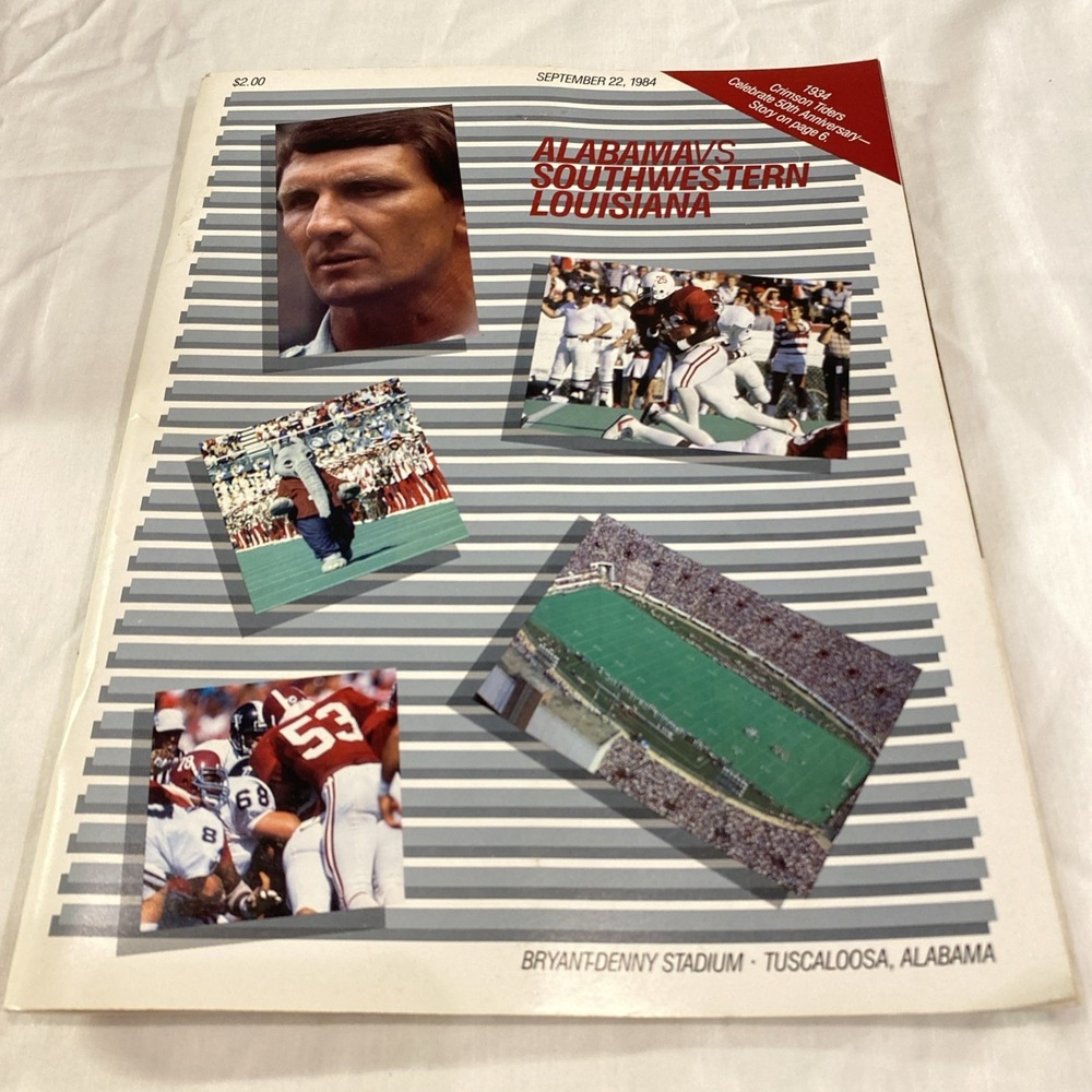 Alabama vs southwestern Louisiana 1984‎ Football Program Bryant Denny Stadium